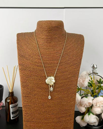 [Lumina]Cloud Pearl Mother-of-Pearl Diamond Chain Pendant Necklace