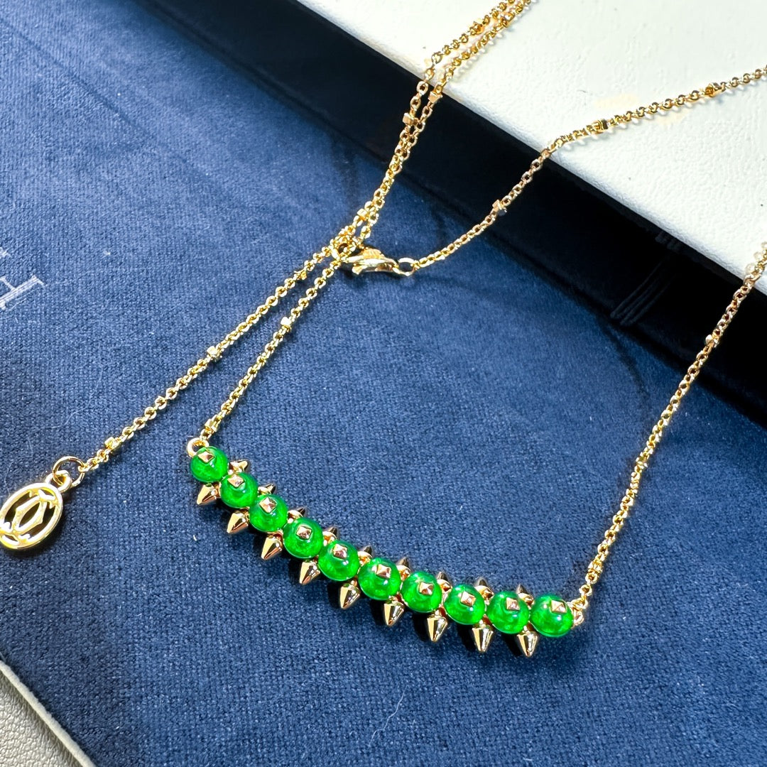 [Lumina]New Arrival: Green Bead Rivet Necklace