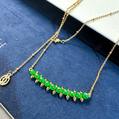 [Lumina]New Arrival: Green Bead Rivet Necklace