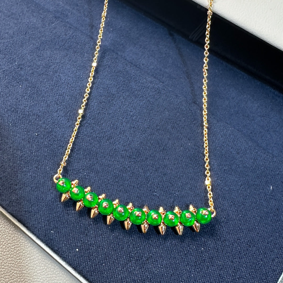 [Lumina]New Arrival: Green Bead Rivet Necklace