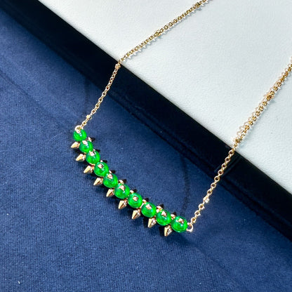 [Lumina]New Arrival: Green Bead Rivet Necklace