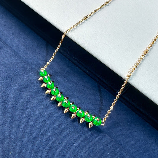 [Lumina]New Arrival: Green Bead Rivet Necklace