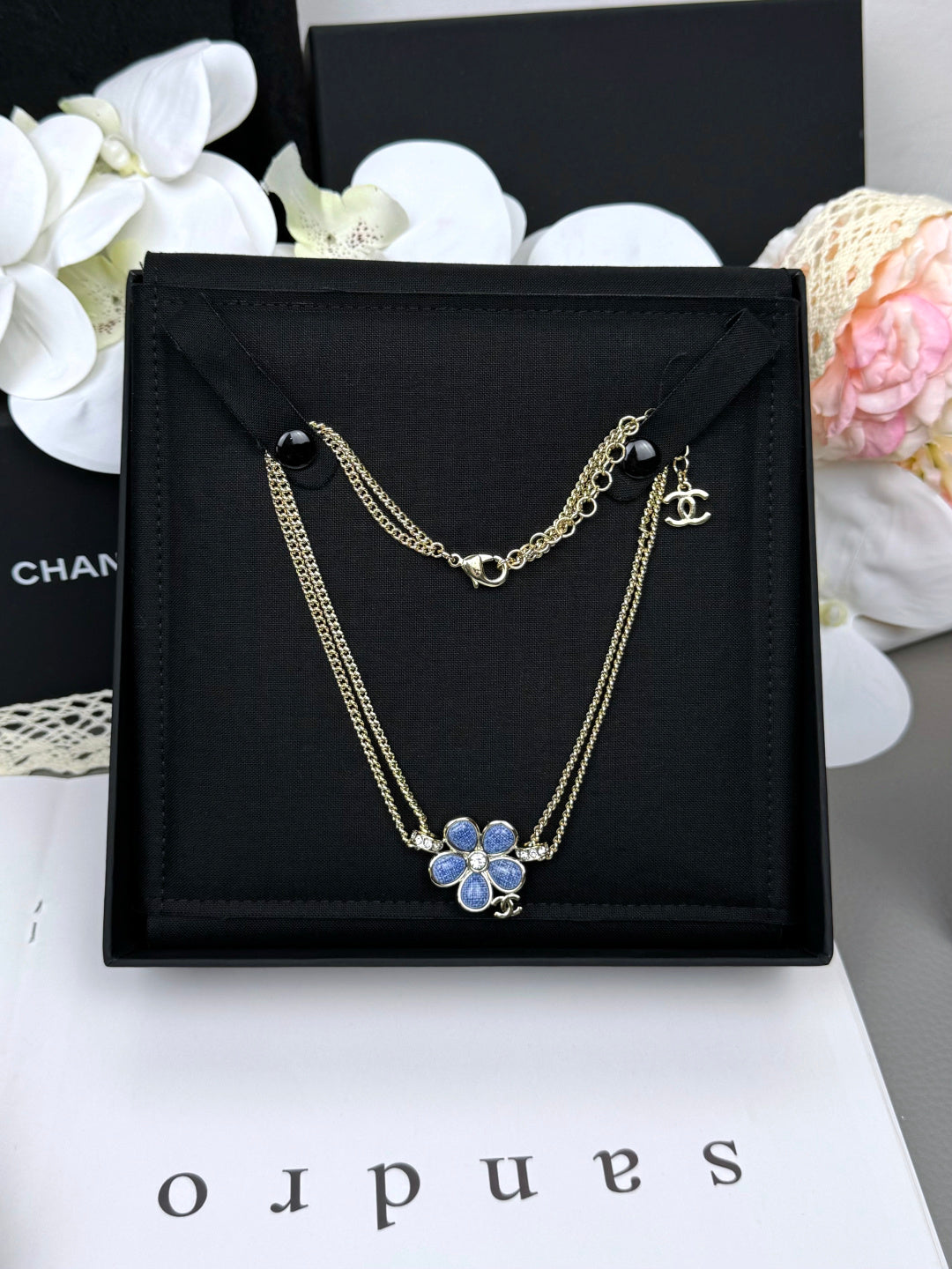 [Lumina]New Blue Floral Double-Layer Necklace