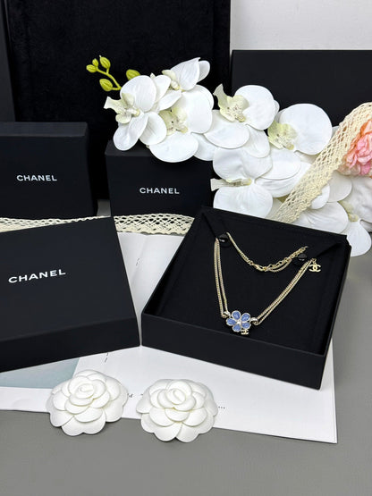 [Lumina]New Blue Floral Double-Layer Necklace