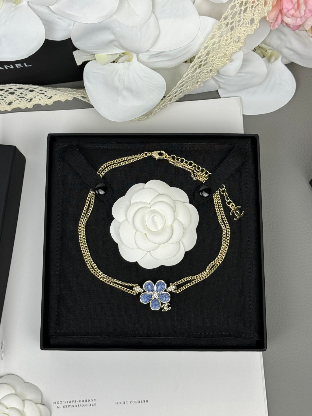 [Lumina]New Blue Floral Double-Layer Necklace