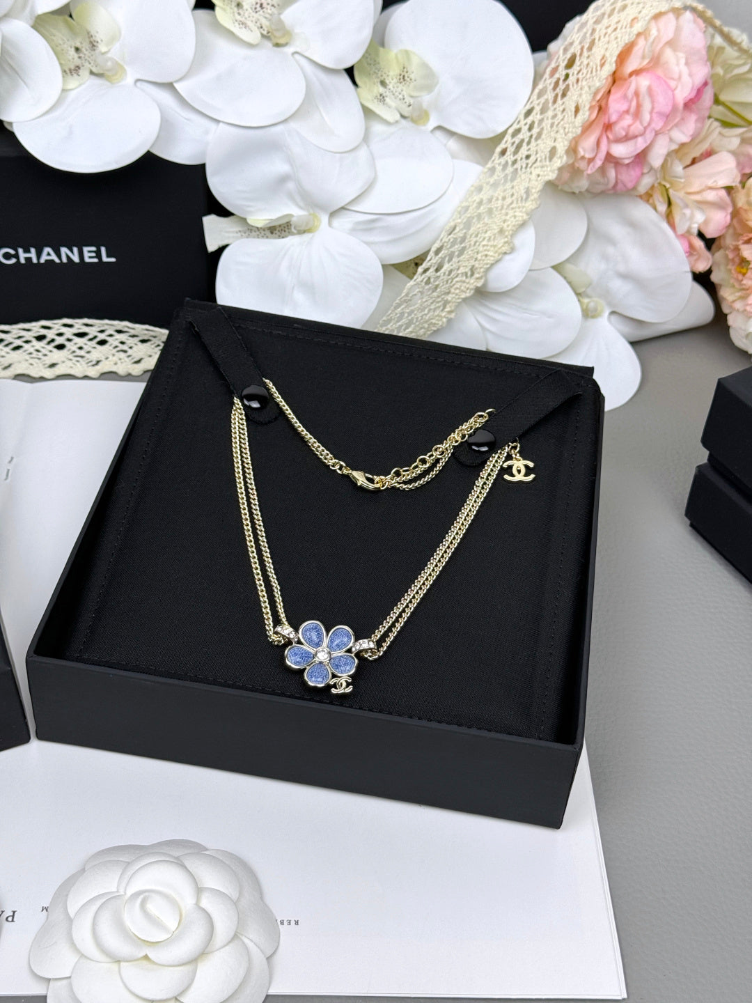 [Lumina]New Blue Floral Double-Layer Necklace