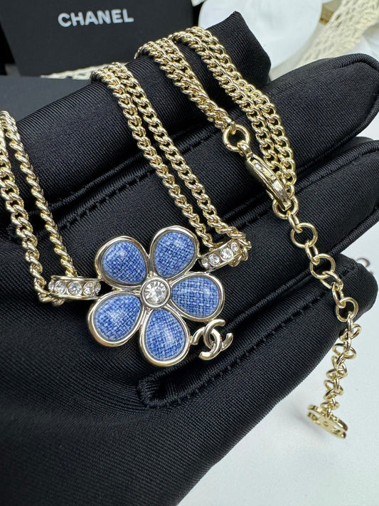 [Lumina]New Blue Floral Double-Layer Necklace