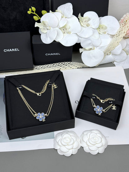 [Lumina]VOLTE New Blue Floral Double-Layer Bracelet