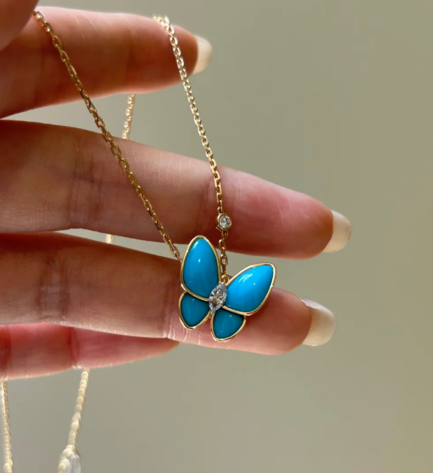 [Lumina]Turquoise Butterfly Gold Necklace