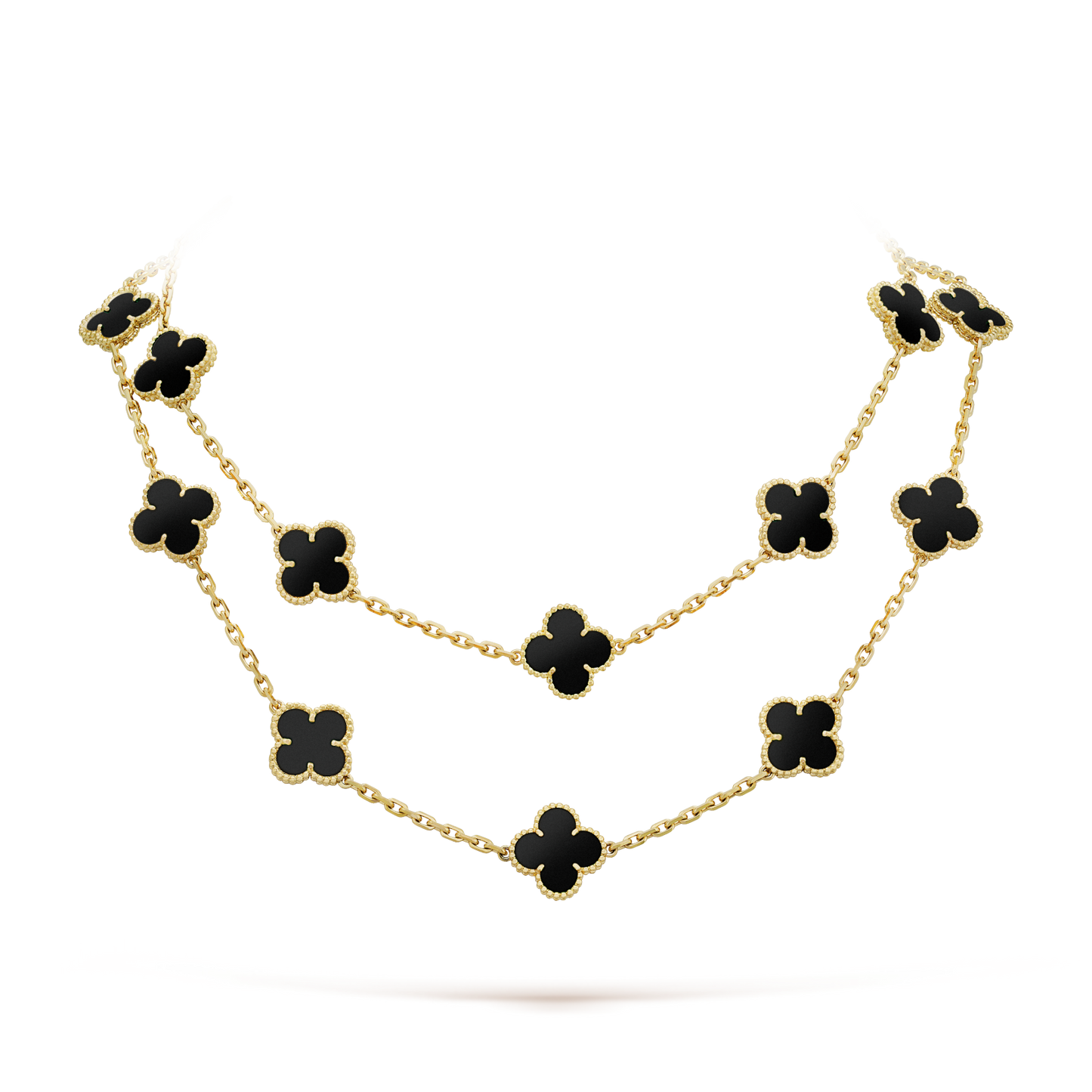 [Lumina]CLOVER 20 MOTIFS ONYX NECKLACE