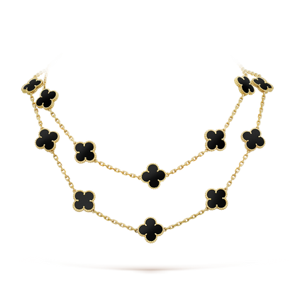 [Lumina]CLOVER 20 MOTIFS ONYX NECKLACE