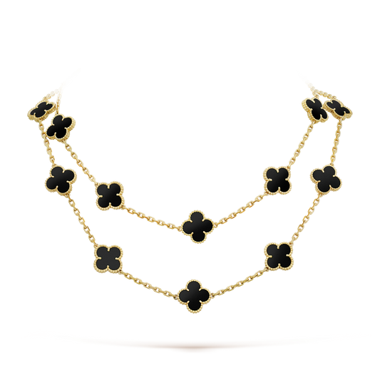 [Lumina]CLOVER 20 MOTIFS ONYX NECKLACE