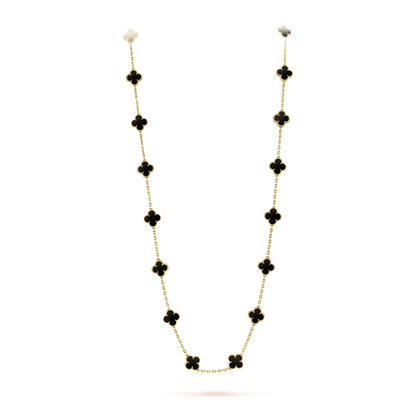 [Lumina]CLOVER 20 MOTIFS ONYX NECKLACE