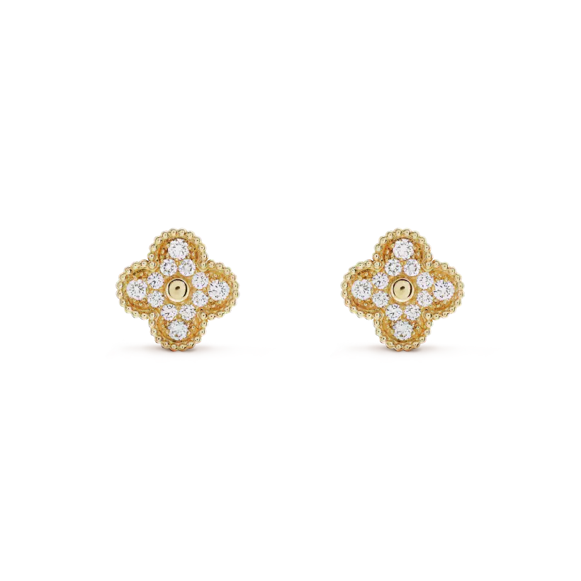 [Lumina]CLOVER MEDIUM 1 MOTIFS FUll DIAMOND EARRINGS