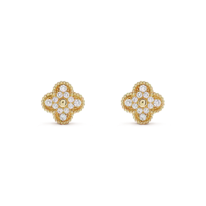[Lumina]CLOVER MEDIUM 1 MOTIFS FUll DIAMOND EARRINGS
