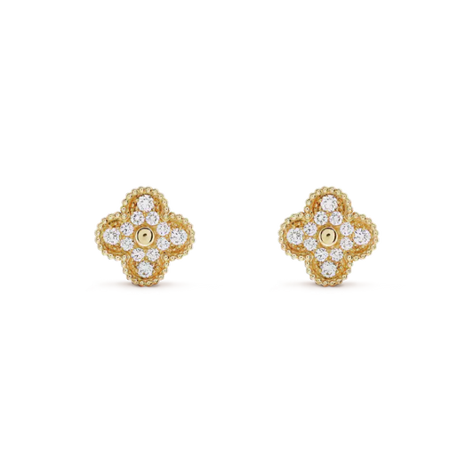 [Lumina]CLOVER MEDIUM 1 MOTIFS FUll DIAMOND EARRINGS