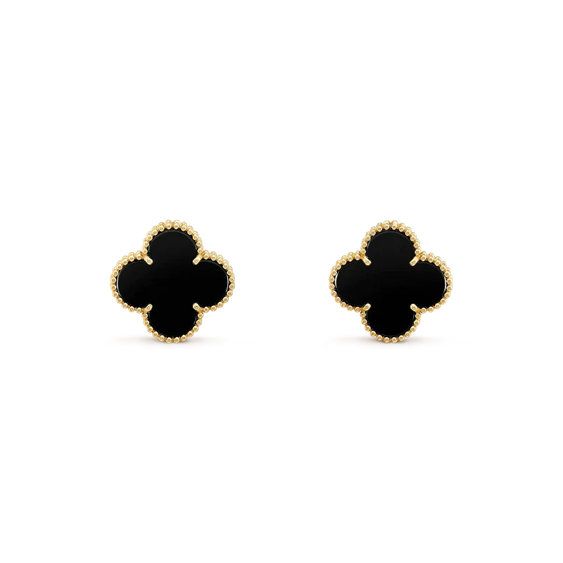 [Lumina]CLOVER MEDIUM 1 MOTIFS  ONYX STUD EARRINGS