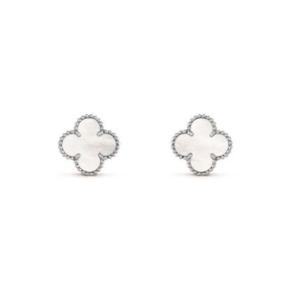 [Lumina]CLOVER MEDIUM 1 MOTIFS  WHITE MOP EARRINGS SILVER