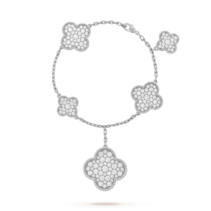 [Lumina]CLOVER 6 MOTIFS SILVER DIAMOND BRACELET