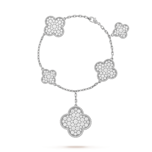 [Lumina]CLOVER 6 MOTIFS SILVER DIAMOND BRACELET
