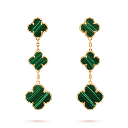 [Lumina]CLOVER MALACHITE 3 MOTIFS GOLD