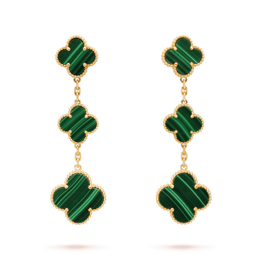 [Lumina]CLOVER MALACHITE 3 MOTIFS GOLD