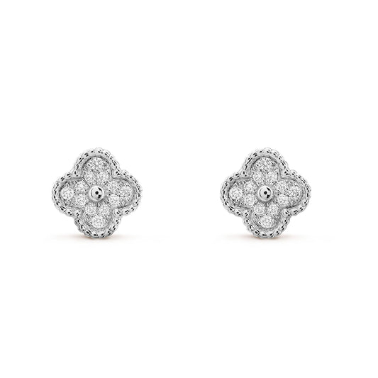 [Lumina]CLOVER MINI DIAMOND STUD EARRINGS