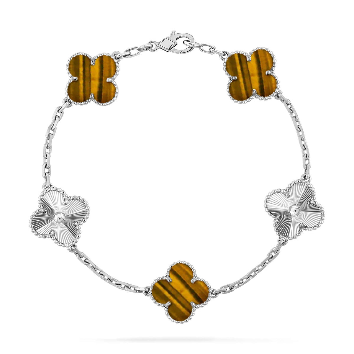 [Lumina] CLOVER 5 MOTIFS TIGER EYE BRACELET COLLECTION