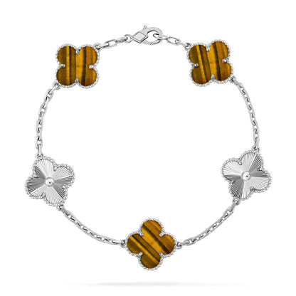 [Lumina] CLOVER 5 MOTIFS TIGER EYE BRACELET COLLECTION