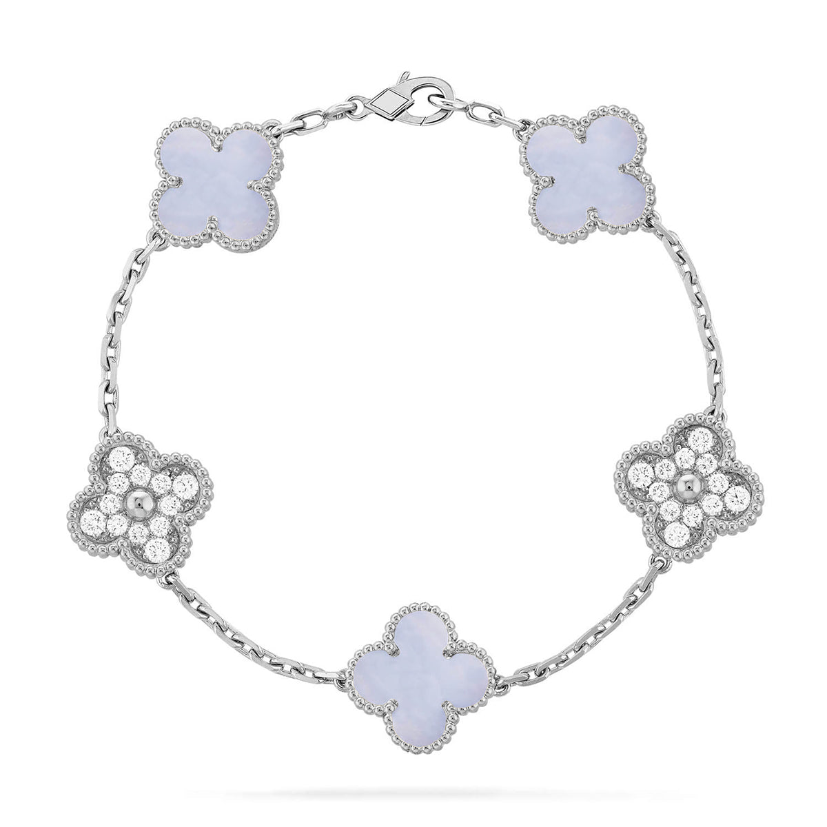 [Lumina] CLOVER 5 MOTIF PURPLE CHALCEDONY BRACELET COLLECTION
