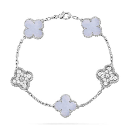 [Lumina] CLOVER 5 MOTIF PURPLE CHALCEDONY BRACELET COLLECTION