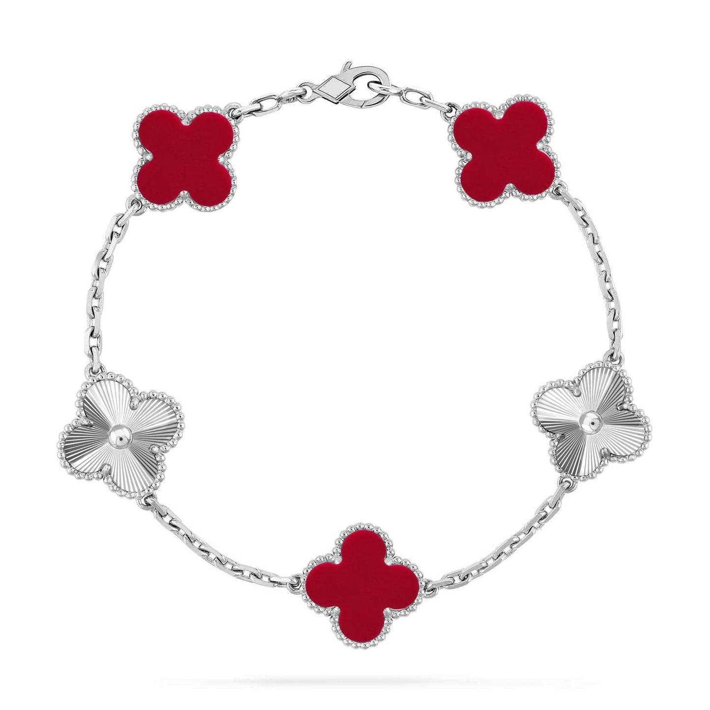 [Lumina] CLOVER 5 MOTIF RED CORNELIAN BRACELET COLLECTION