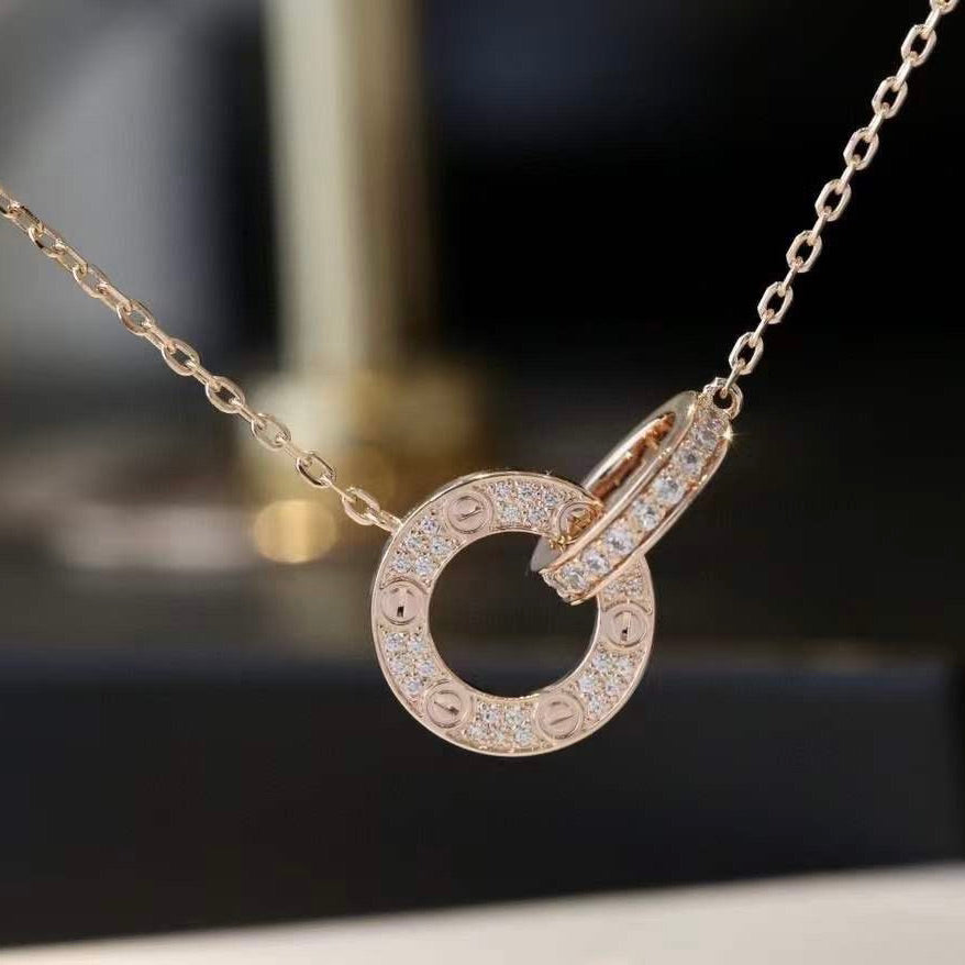 [Lumina]LOVE 7.6MM NECKLACE Lumina GOLD AND SILVER  FULL DIAMOND
