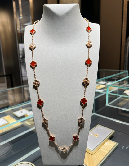 [Lumina]CLOVER 20 MOTIFS LASER CARNELIAN NECKLACE