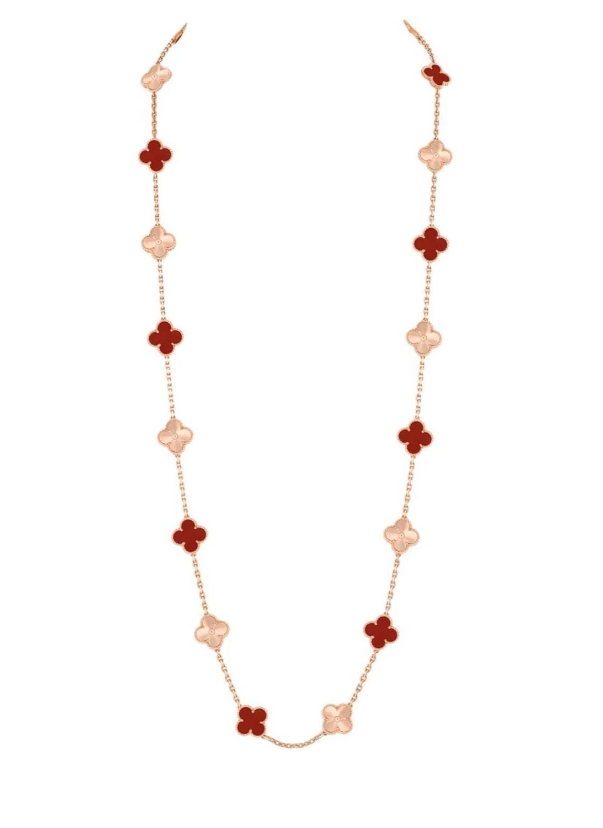 [Lumina]CLOVER 20 MOTIFS LASER CARNELIAN NECKLACE