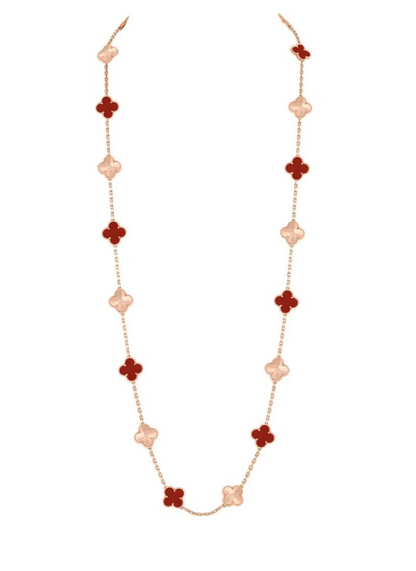 [Lumina]CLOVER 20 MOTIFS LASER CARNELIAN NECKLACE