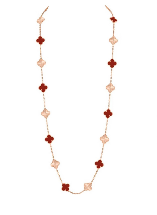 [Lumina]CLOVER 20 MOTIFS LASER CARNELIAN NECKLACE