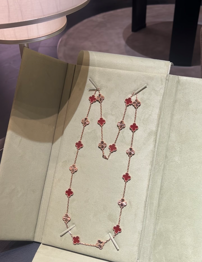 [Lumina]CLOVER 20 MOTIFS LASER CARNELIAN NECKLACE