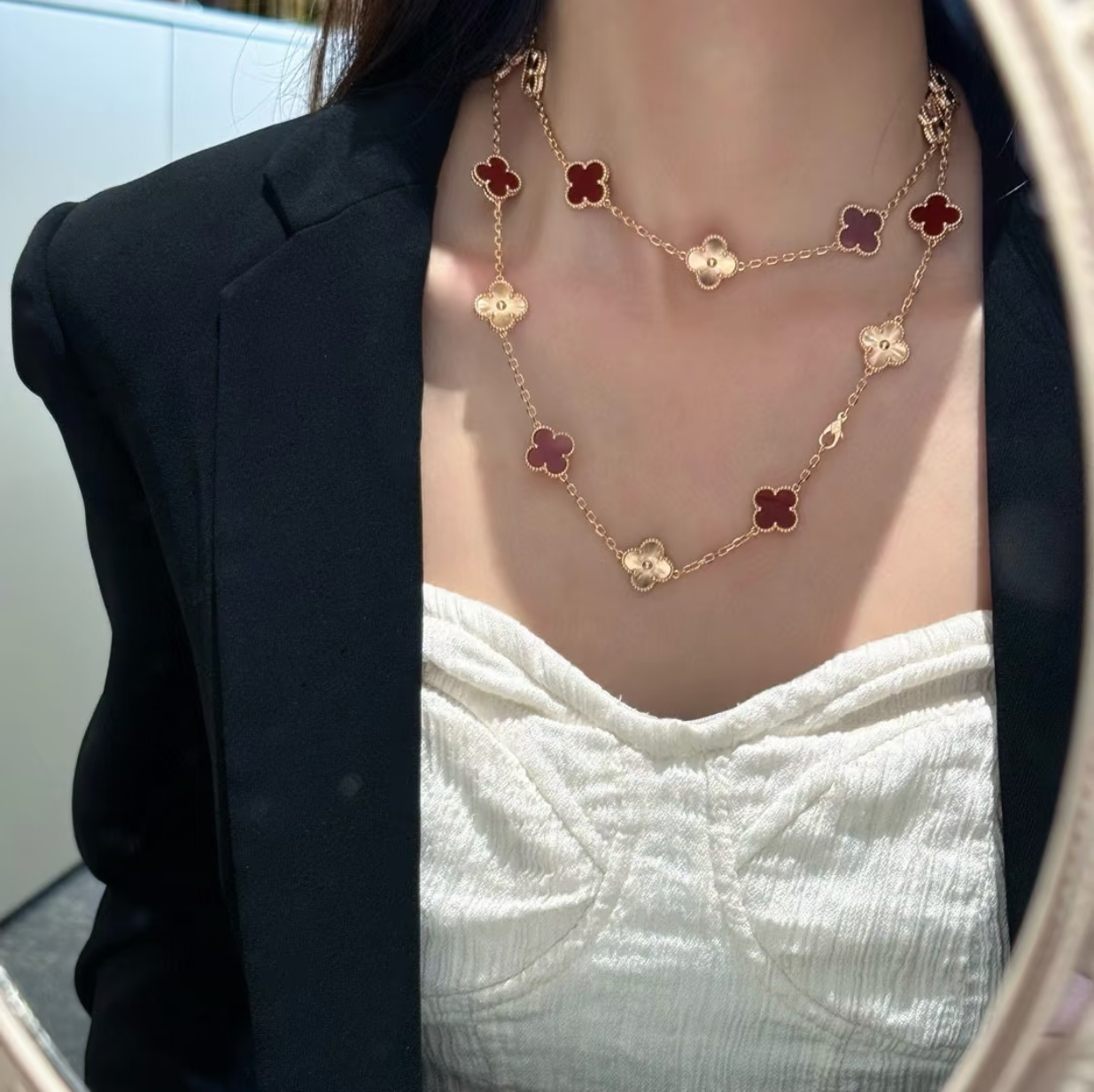 [Lumina]CLOVER 20 MOTIFS LASER CARNELIAN NECKLACE