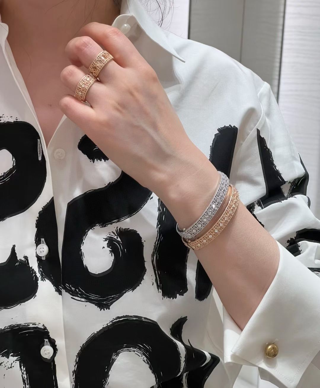 [?Lumina]2026 WOVEN-PATTERN BRACELET SET WITH FULL DIAMOND INLAY THREE-COLORS