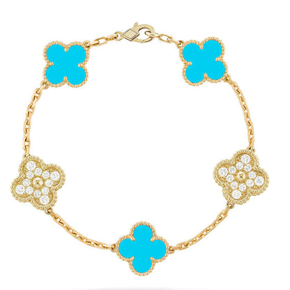 [Lumina] CLOVER 5 MOTIF TURQUOISE BRACELET COLLECTION