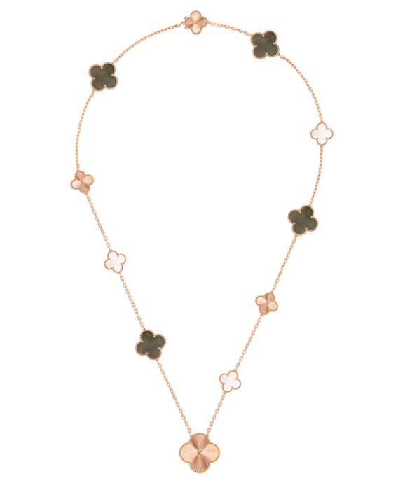 [Lumina]DETACHABLE CLOVER 15(11+4) FLOWER SILVER NECKLACE SET