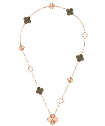 [Lumina]DETACHABLE CLOVER 15(11+4) FLOWER SILVER NECKLACE SET