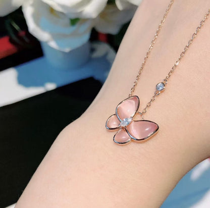 [Lumina]BUTTERFLY PINK MOTHER-OF-PEARL DIAMOND NECKLACE