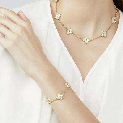 [Lumina] CLOVER 5 MOTIF FULL DIAMOND BRACELET COLLECTION