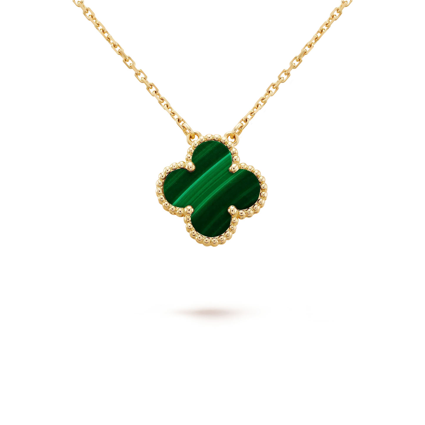 [Lumina]CLOVER 15MM MALACHITE SINGLE FLOWER  NECKLACE