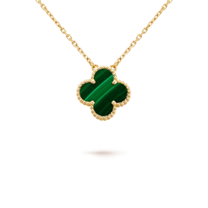 [Lumina]CLOVER 15MM MALACHITE SINGLE FLOWER  NECKLACE