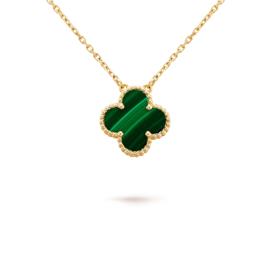[Lumina]CLOVER 15MM MALACHITE SINGLE FLOWER  NECKLACE