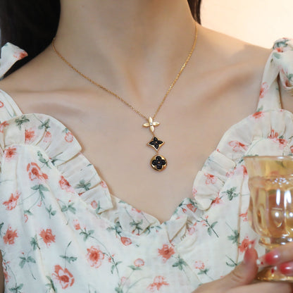 [Lumina]STAR AND SUN ONYX PINK GOLD NECKLACE