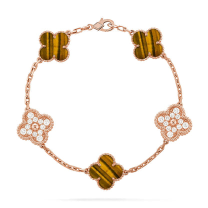 [Lumina] CLOVER 5 MOTIFS TIGER EYE BRACELET COLLECTION